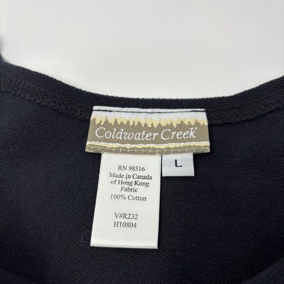 Coldwater Creek Dress Womens Large Black Fish Vanity Print‎ Beach Vintage Midi - Picture 7 of 8